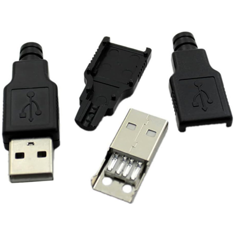 Conector Aéreo USB Tipo “A” MACHO con bota Negro para Ensamblar Cable ...